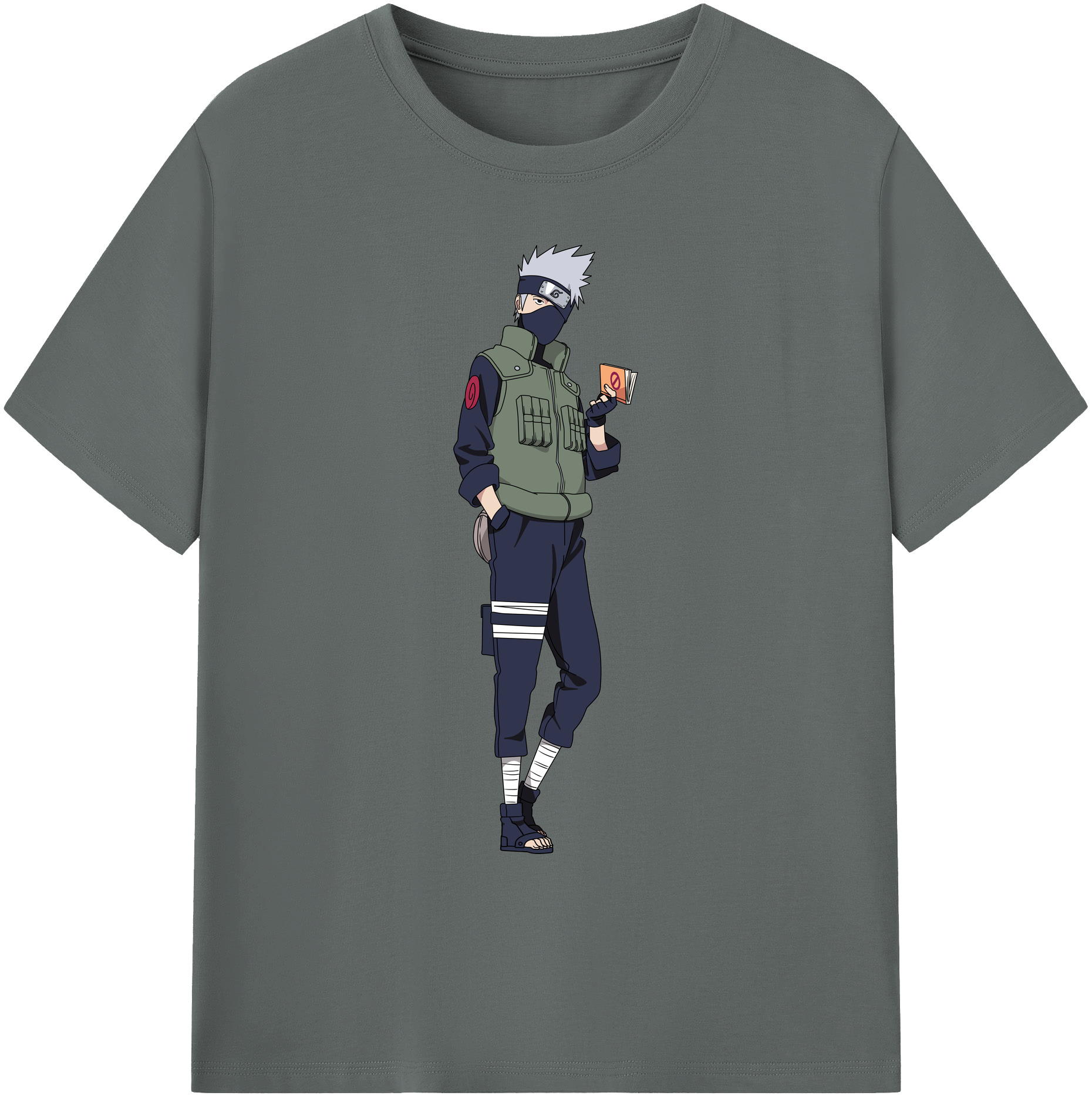（画像用） NARUTO -ナルト- はたけ カカシ Hatake Kakashi 綿100％ メンズ半袖Tシャツ｜肌触りやわらか＆通気性